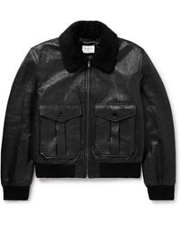Saint Laurent - Shearling-Collar Leather Jacket - Lyst