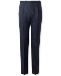 De Petrillo - Slim-fit Tapered Pleated Wool-twill Suit Trousers - Lyst