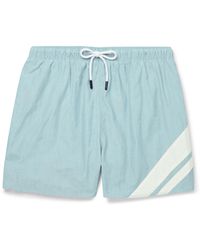 Solid & Striped The Classic Mid-length Striped Cotton-blend Chambray Swim Shorts - Blue