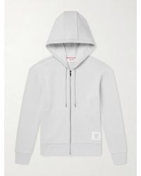 Thom Browne - Striped Colour-block Cotton-jersey Zip-up Hoodie - Lyst