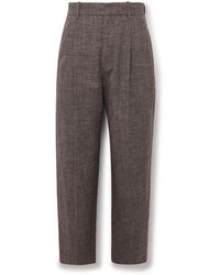 The Row - Silas Tapered Pleated Silk, Linen And Virgin Wool-Blend Trousers - Lyst