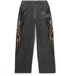 Balenciaga - Tacky Wide-Leg Crystal-Embellished Printed Cotton-Jersey Sweatpants - Lyst