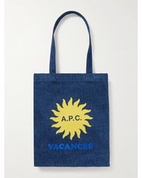 A.P.C. - Lou Vacances Logo-print Denim Tote Bag - Lyst