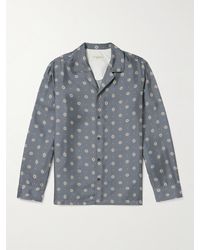 Officine Generale - Eren Camp-collar Printed Silk-twill Shirt - Lyst