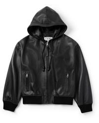 Loewe - Leather Hooded Bomber Jacket - Lyst