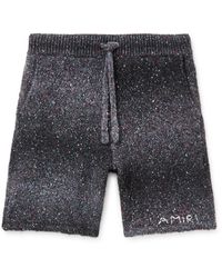 Amiri - Wide-leg Embroidered Melangé Knitted Drawstring Shorts - Lyst