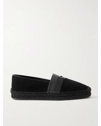 Christian Louboutin - Alfarica Logo-Embellished Leather And Grosgrain-Trimmed Suede Espadrilles - Lyst