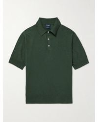Drake's - Linen And Cotton-Blend Polo Shirt - Lyst