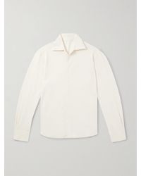 STÒFFA - Spread-Collar Cotton And Silk-Blend Piqué Shirt - Lyst