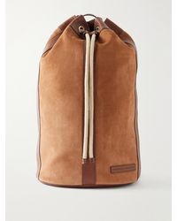Brunello Cucinelli - Leather-Trimmed Suede Backpack - Lyst