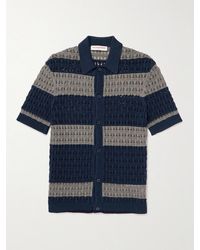 Orlebar Brown - Fabien Striped Crocheted Cotton And Linen-blend Shirt - Lyst