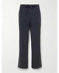 STÒFFA - Straight-Leg Pleated Peached Cotton-Twill Drawstring Trousers - Lyst