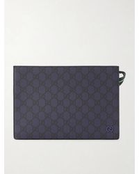 Gucci - Gg Supreme Monogrammed Coated-Canvas And Leather Pouch - Lyst
