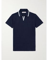 Orlebar Brown - Felix Striped Slim-fit Linen-piqué Polo Shirt - Lyst