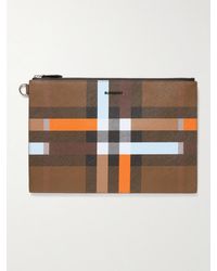 Burberry - Leather-trimmed Printed Coated-canvas Pouch - Lyst