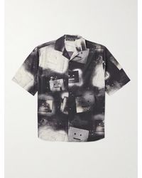Acne Studios - Sarlino Spray Camp-collar Logo-print Appliquéd Cotton-poplin Shirt - Lyst