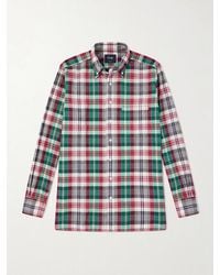Drake's - Button-Down Collar Checked Cotton Shirt - Lyst