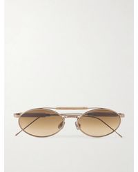 Brunello Cucinelli - Round-frame Gold-tone Sunglasses - Lyst