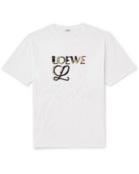 Loewe - Logo-embroidered Cotton-jersey T-shirt - Lyst