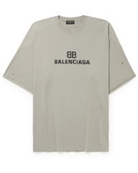 Balenciaga Authentic Logo-print T-shirt in Grey (Gray) for Men | Lyst