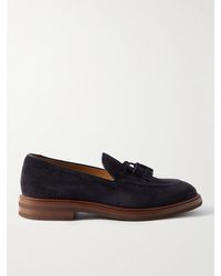 Brunello Cucinelli - Leather-trimmed Tasselled Suede Loafers - Lyst