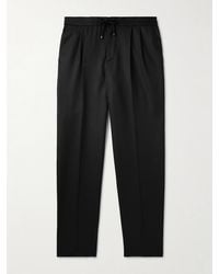 Brunello Cucinelli - Tapered Pleated Virgin Wool-Flannel Drawstring Trousers - Lyst