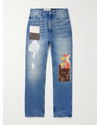 Loewe - Paula's Ibiza Straight-leg Patchwork Distressed Jeans - Lyst