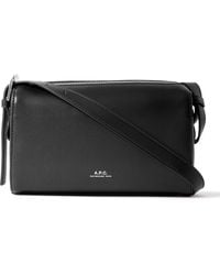 A.P.C. - Logo-print Recycled-faux Leather Messenger Bag - Lyst