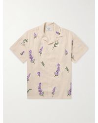 Portuguese Flannel - Hemd aus besticktem Leinen mit Reverskragen - Lyst