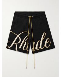 Rhude - Shorts a gamba dritta in misto cotone e cashmere con logo jacquard e coulisse - Lyst