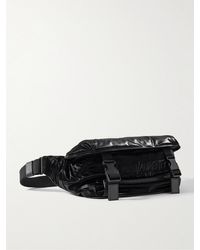 Saint Laurent - Logo-embroidered Glossed-shell And Canvas Belt Bag - Lyst
