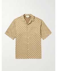 Gucci - Hemd aus Jacquard aus einer Leinenmischung mit Logomuster und Reverskragen - Lyst