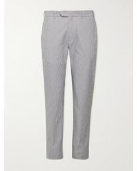 Odyssee Solon Striped Stretch-cotton Seersucker Suit Trousers - Blue