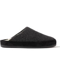 Mulo - Suede-Trimmed Shearling-Lined Recycled-Wool Slippers - Lyst