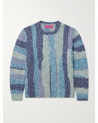 The Elder Statesman - Striped Crocheted Organic Cotton Sweater - Lyst