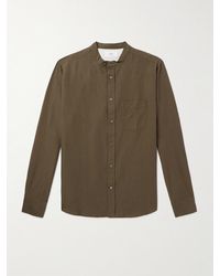 MR P. - Grandad-collar Organic Cotton And Linen-blend Seersucker Shirt - Lyst