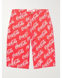 ERL - Coca-cola Straight-leg Distressed Printed Cotton-canvas Shorts - Lyst