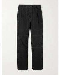 Folk - Assembly Straight-Leg Pleated Cotton-Blend Trousers - Lyst