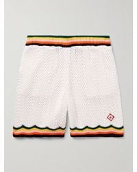 Casablancabrand - Gerade geschnittene Shorts aus gehäkelter Baumwolle mit Logoapplikation und Streifen - Lyst