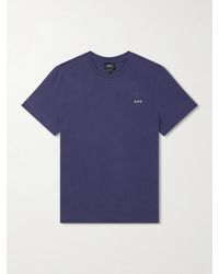 A.P.C. - Oliver Logo-Embroidered Cotton-Jersey T-Shirt - Lyst