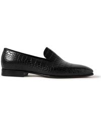 Manolo Blahnik - Djan Croc-effect Leather Loafers - Lyst