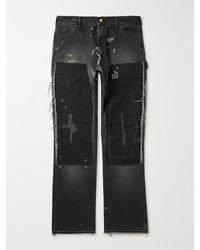 SAINT Mxxxxxx - Straight-Leg Distressed Patchwork Jeans - Lyst