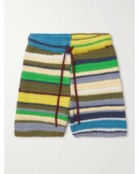 The Elder Statesman - Straight-Leg Striped Crocheted Organic Cotton Drawstring Shorts - Lyst