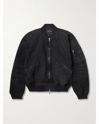 Balenciaga - Distressed Padded Denim Bomber Jacket - Lyst