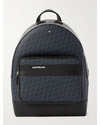 Montblanc M_gram 4810 Logo-print Coated-canvas And Leather Backpack - Blue