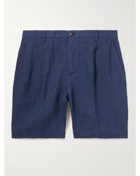 Sunspel - Tapered Pleated Linen Shorts - Lyst