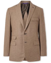 Ralph Lauren - Slim-Fit Puppytooth Wool, Silk And Cashmere-Blend Blazer - Lyst