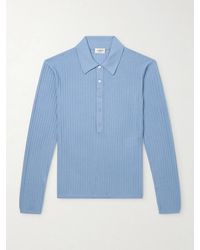 Saint Laurent - Slim-Fit Ribbed Wool, Cashmere And Silk-Blend Polo Shirt - Lyst
