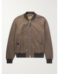 Tom Ford - Leather-Trimmed Lyocell-Twill Bomber Jacket - Lyst