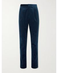 Brunello Cucinelli - Slim-fit Satin-trimmed Cotton-velvet Tuxedo Trousers - Lyst